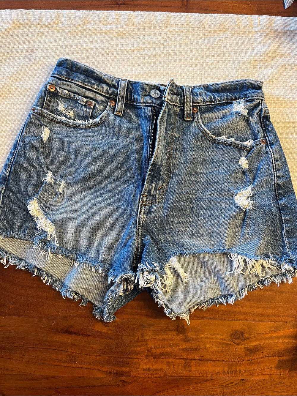 Abercrombie & Fitch Distressed Light Blue Denim Cutoff Shorts
